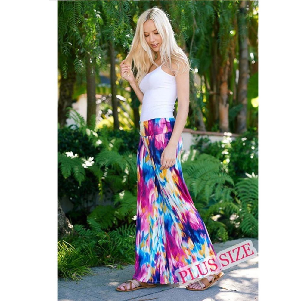 Plus Size Multi Color Print Palazzo pant